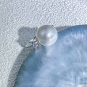 Natural South Sea White Pearl Diamond Ring 14.0mm d0.48ct —18K Gold